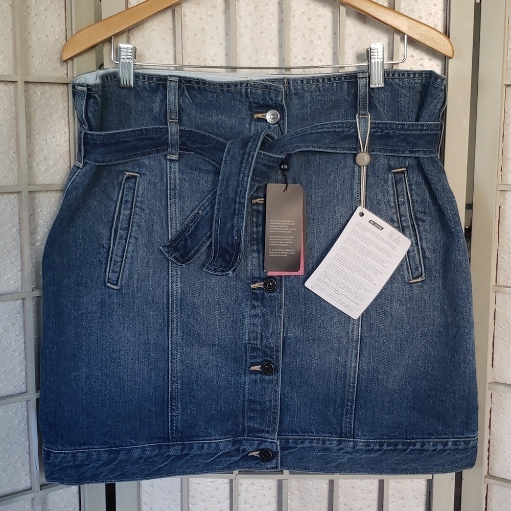 A/X nwt denim brown bag top mini skirt 10